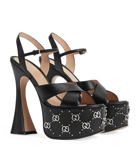 gucci black heeled sandals|high heel gucci sandals women.